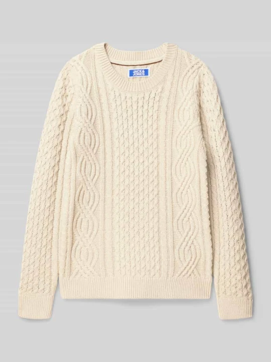 Zdjęcie produktu Sweter z dzianiny o kroju regular fit z fakturowanym wzorem model ‘Sean’ Jack&Jones Écru
