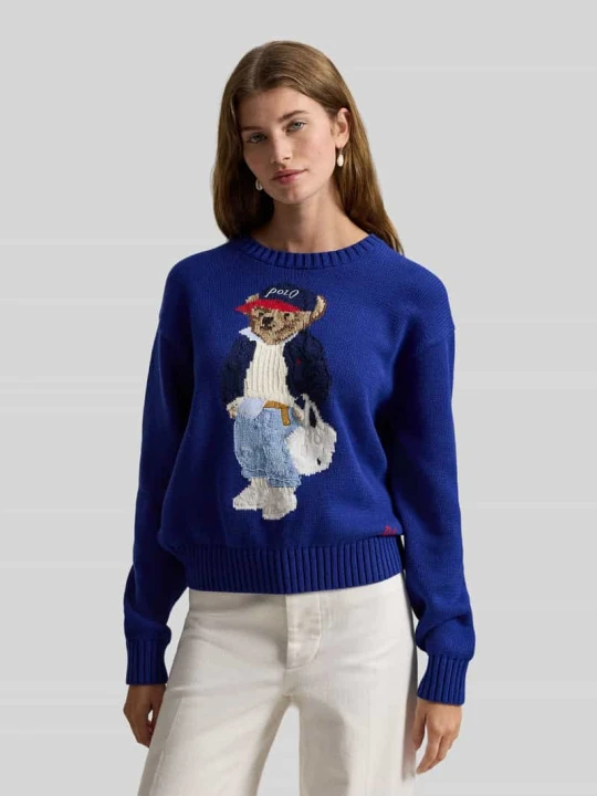 Zdjęcie produktu Sweter z dzianiny o kroju regular fit z intarsją Polo Bear Polo Ralph Lauren Granatowy