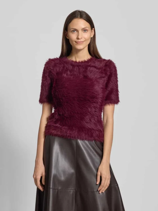 Zdjęcie produktu Sweter z dzianiny o kroju regular fit z imitacji futra model ‘FLUFFY’ Vero Moda Bordowy
