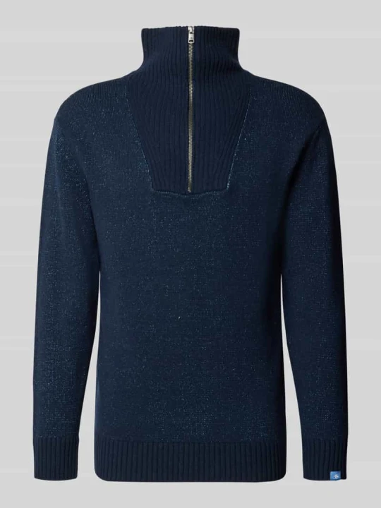 Zdjęcie produktu sweter z dzianiny o kroju regular fit z kołnierzem zapinanym Scotch & Soda Granatowy
