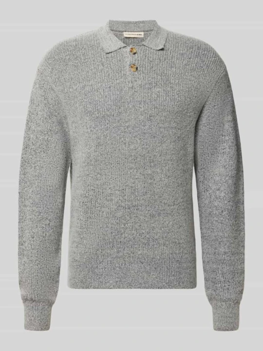 Zdjęcie produktu sweter z dzianiny o kroju regular fit z kołnierzykiem polo model 'NIXON' Redefined Rebel Jasnoszary melanż