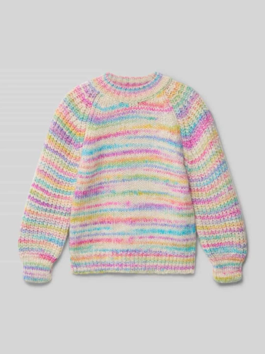 Zdjęcie produktu Sweter z dzianiny o kroju regular fit z melanżowymi paskami model ‘CARMA-LIA’ Only Écru
