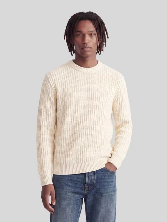Zdjęcie produktu sweter z dzianiny o kroju regular fit z mieszanka bawełny model 'AXON' Jack&Jones Złamany biały