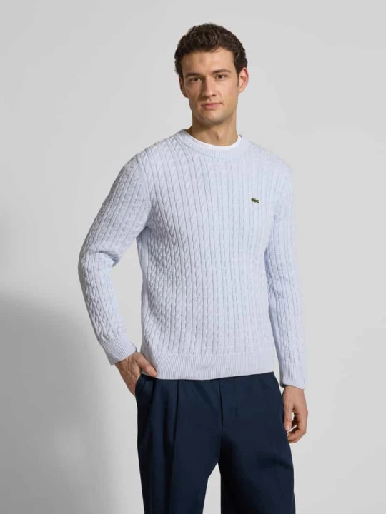 Zdjęcie produktu Sweter z dzianiny o kroju regular fit z mieszanki bawełny Lacoste Jasnoniebieski
