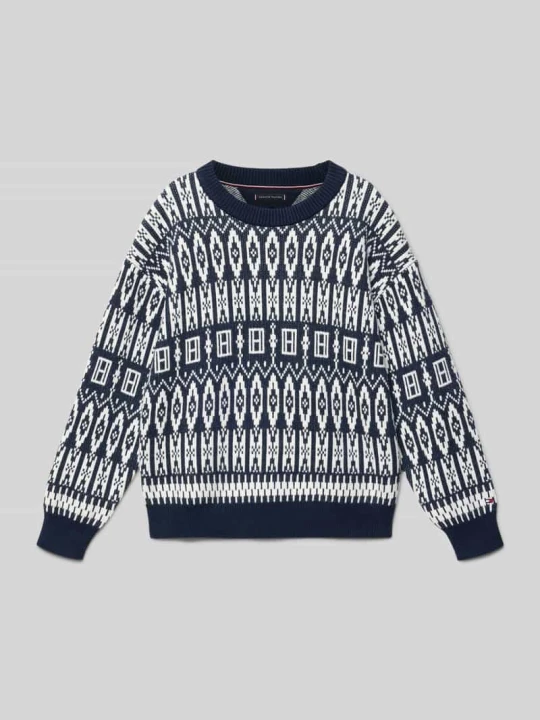 Zdjęcie produktu Sweter z dzianiny o kroju regular fit z mieszanki bawełny model ‘FAIRISLE’ Tommy Hilfiger Grafitowy