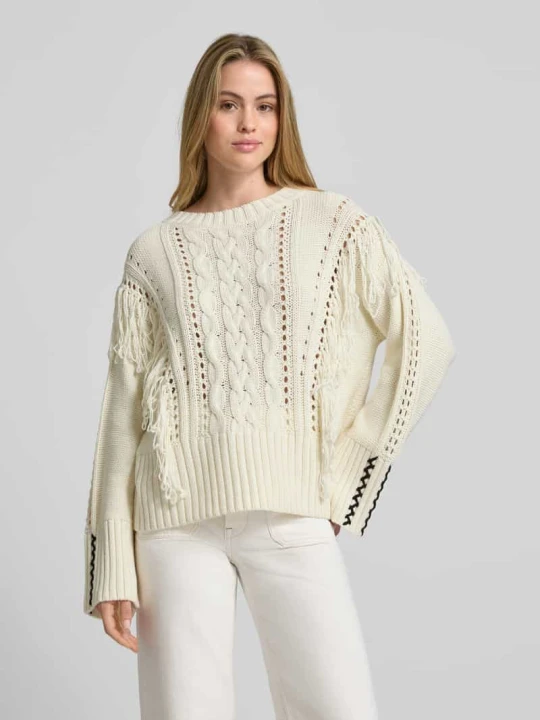 Zdjęcie produktu Sweter z dzianiny o kroju regular fit z mieszanki bawełny model ‘FITTO’ Boss Biały