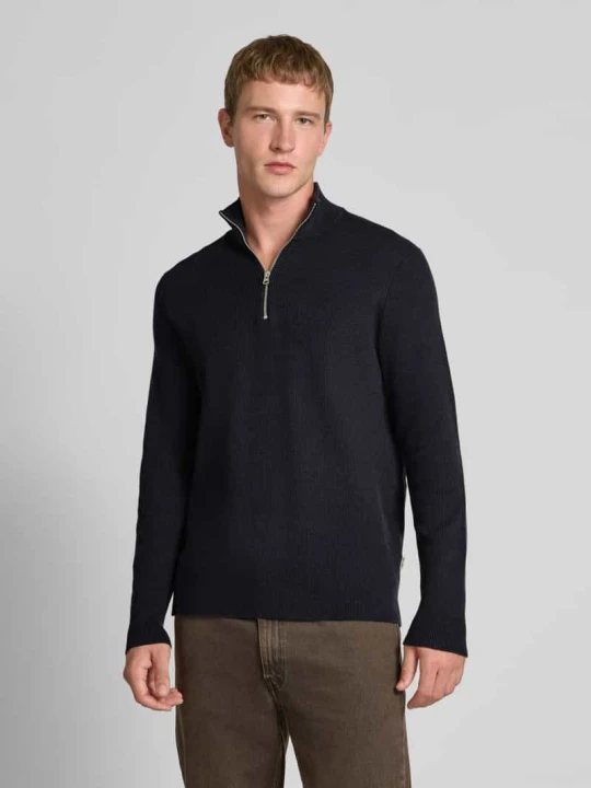 Zdjęcie produktu Troyer o kroju regular fit z mieszanki bawełny model „PHIL” Only & Sons Ciemnoniebieski