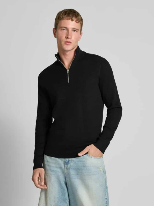 Zdjęcie produktu Troyer o kroju regular fit z mieszanki bawełny model „PHIL” Only & Sons Czarny