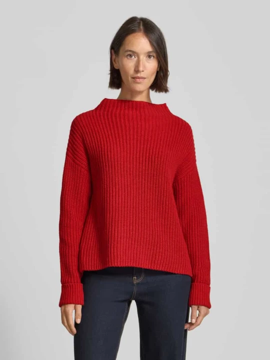 Zdjęcie produktu Sweter z dzianiny o kroju regular fit z mieszanki bawełny model ‘SELMA’ Selected Czerwony