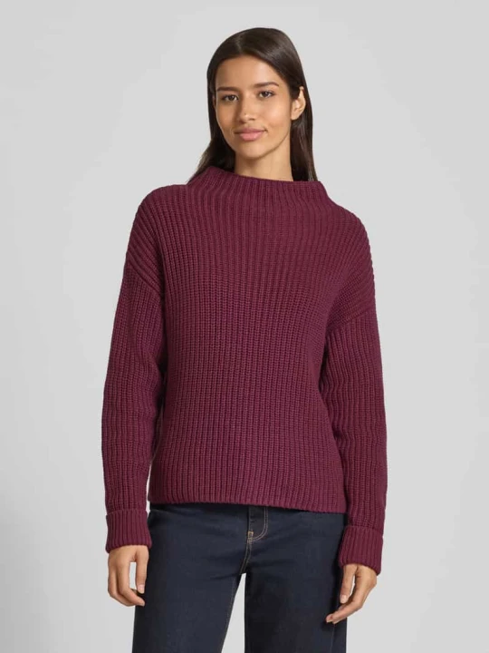 Zdjęcie produktu Sweter z dzianiny o kroju regular fit z mieszanki bawełny model ‘SELMA’ Selected Śliwkowy