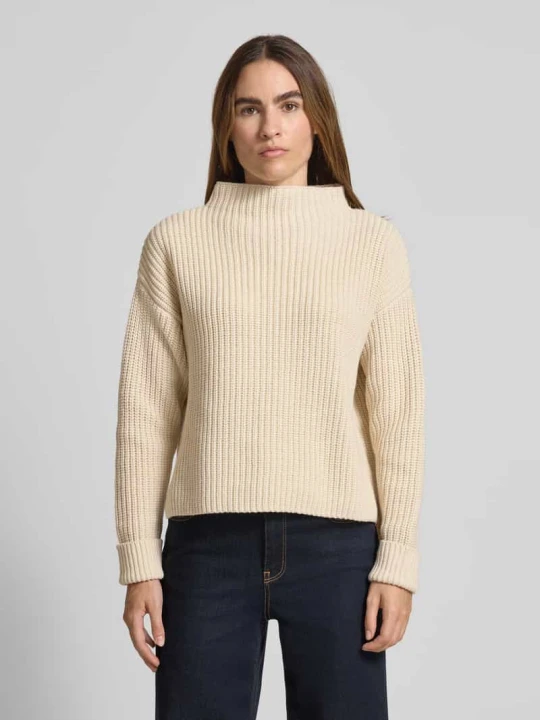 Zdjęcie produktu Sweter z dzianiny o kroju regular fit z mieszanki bawełny model ‘SELMA’ Selected Beżowy