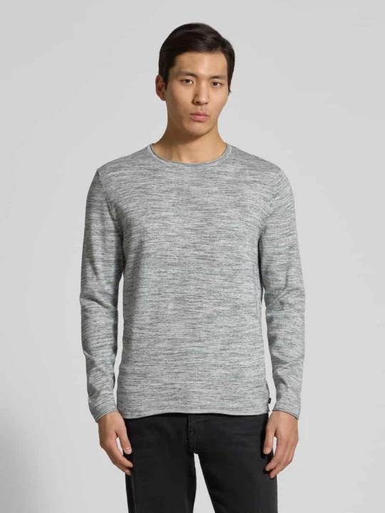 Zdjęcie produktu sweter z dzianiny o kroju regular fit z mieszanki bawełny model Space dye Tom Tailor Średnioszary melanż
