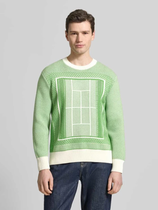 Zdjęcie produktu sweter z dzianiny o kroju regular fit z mieszanki bawełny model 'TENNIS COURT' Lacoste Zielony