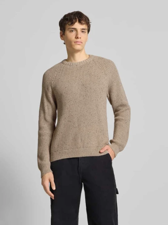 Zdjęcie produktu Sweter z dzianiny o kroju regular fit z mieszanki bawełny z dodatkiem wełny model ‘LITUS’ Only & Sons Beżowy