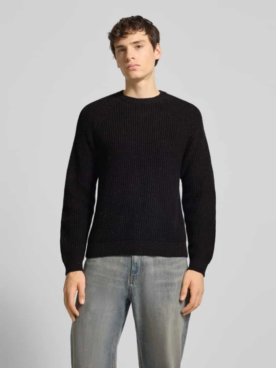 Zdjęcie produktu Sweter z dzianiny o kroju regular fit z mieszanki bawełny z dodatkiem wełny model ‘LITUS’ Only & Sons Czarny