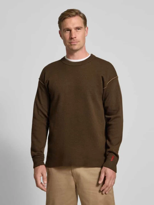 Zdjęcie produktu Sweter z dzianiny o kroju regular fit z mieszanki wełny i bawełny Scotch & Soda Ciemnobrązowy
