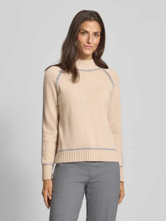 Zdjęcie produktu Sweter z półgolfem o kroju regular fit z mieszanki wełny i kaszmiru model „PESCARA” Max Mara Beżowy melanż