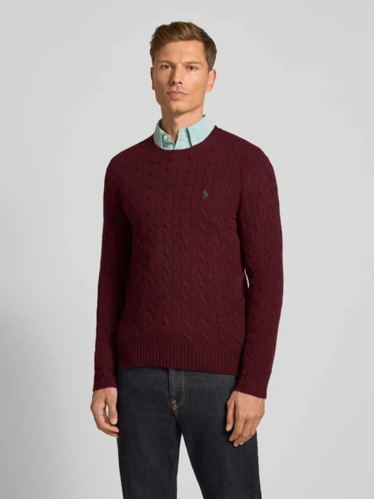 Zdjęcie produktu Sweter z dzianiny o kroju regular fit z mieszanki wełny i kaszmiru Polo Ralph Lauren Bordowy
