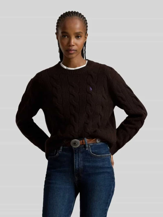 Zdjęcie produktu Sweter z dzianiny o kroju regular fit z mieszanki wełny i kaszmiru Polo Ralph Lauren Czekoladowy