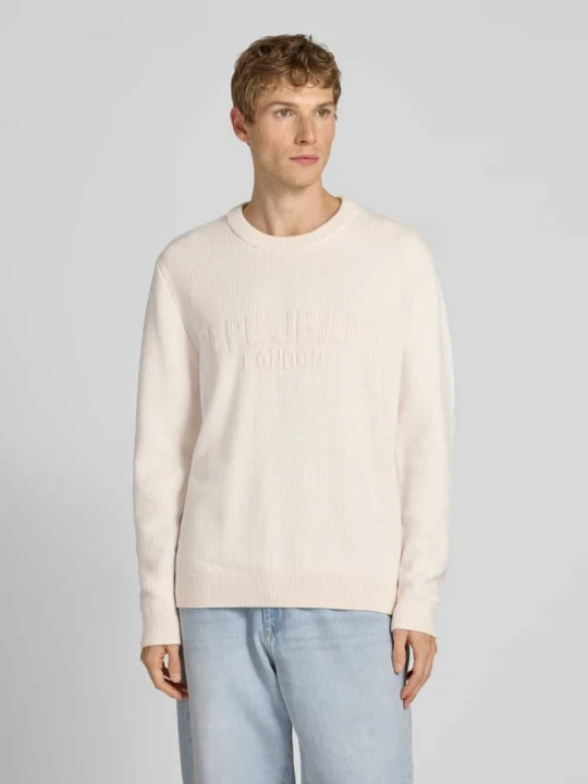 Zdjęcie produktu Sweter z dzianiny o kroju regular fit z mieszanki wiskozy i bawełny model 'PHINEAS' Pepe Jeans Złamany biały