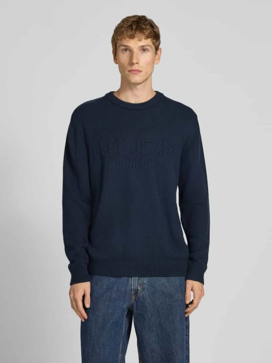 Zdjęcie produktu Sweter z dzianiny o kroju regular fit z mieszanki wiskozy i bawełny model 'PHINEAS' Pepe Jeans Granatowy