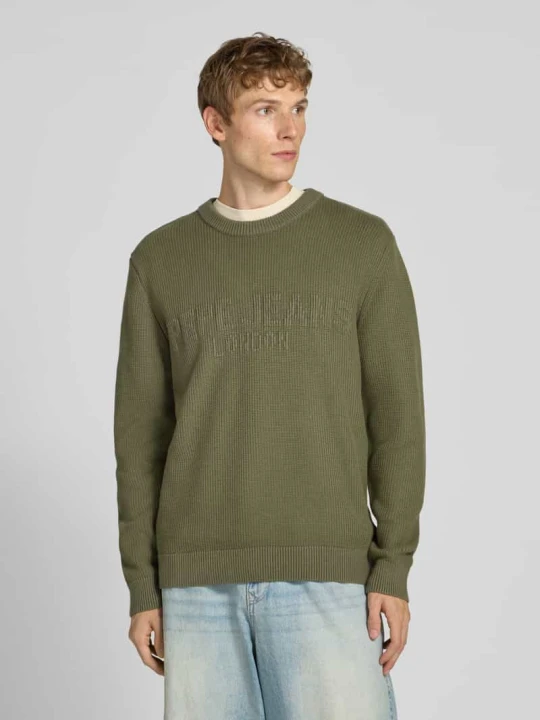 Zdjęcie produktu Sweter z dzianiny o kroju regular fit z mieszanki wiskozy i bawełny model 'PHINEAS' Pepe Jeans Oliwkowy