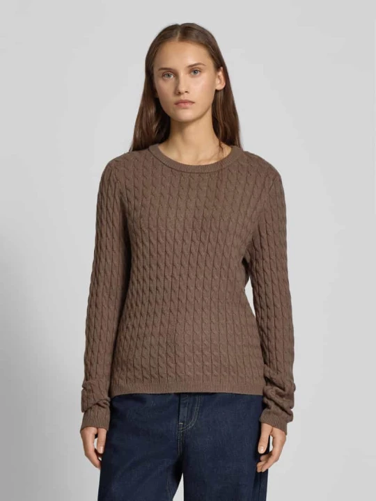 Zdjęcie produktu Sweter z dzianiny o kroju regular fit z mieszanki wiskozy model ‘FIA’ Pieces Średniobrązowy
