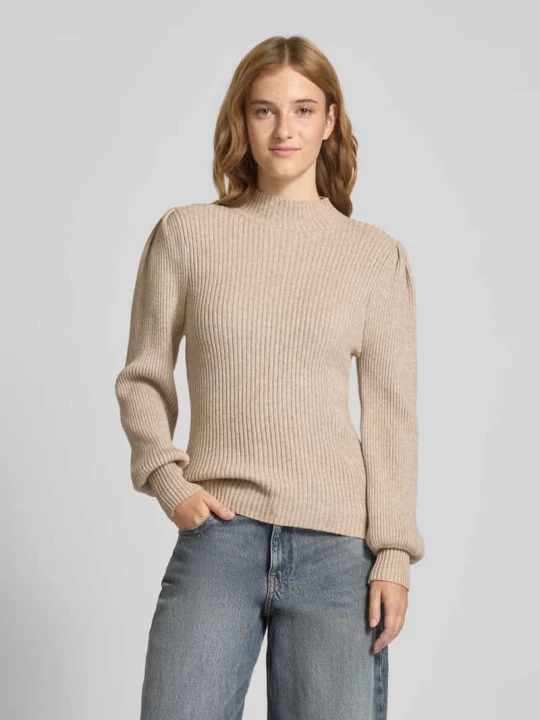 Zdjęcie produktu Sweter z dzianiny o kroju regular fit z mieszanki wiskozy model ‘KATIA’ Only Beżowy melanż