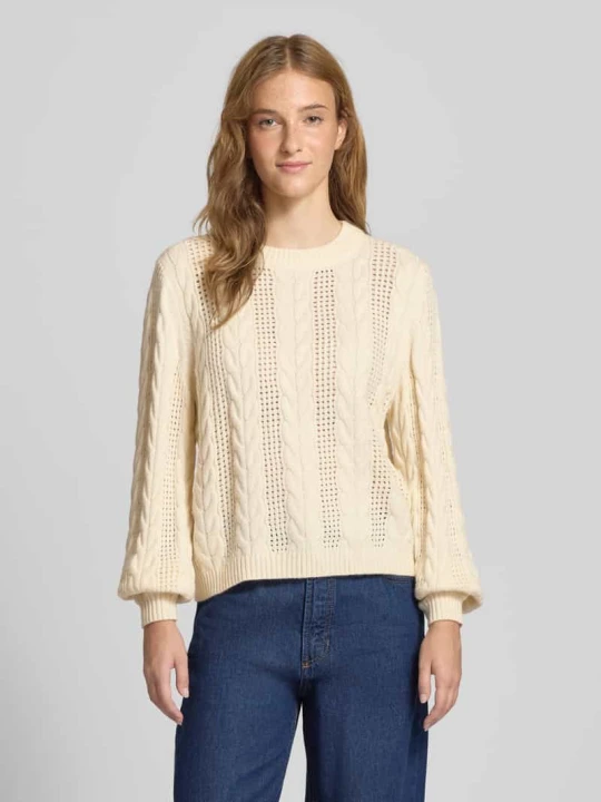 Zdjęcie produktu Sweter z dzianiny o kroju regular fit z mieszanki wiskozy model ‘RUBINA’ Only Złamany biały melanż