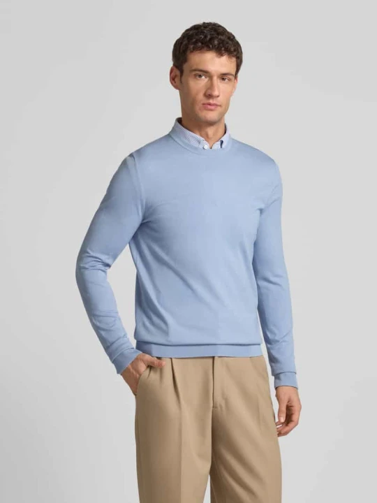 Zdjęcie produktu sweter z dzianiny o kroju regular fit z mieszanka wiskozy model 'SAN CODY-CV' Hugo Jasnoniebieski