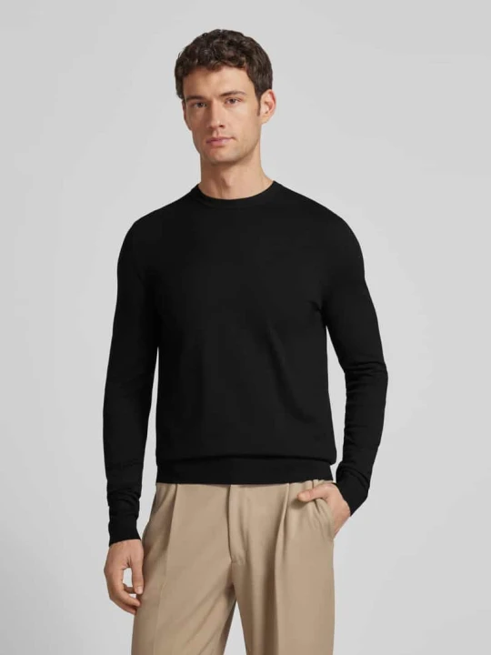 Zdjęcie produktu Sweter z dzianiny o kroju regular fit z mieszanki wiskozy model „SAN CODY-CV” Hugo Czarny