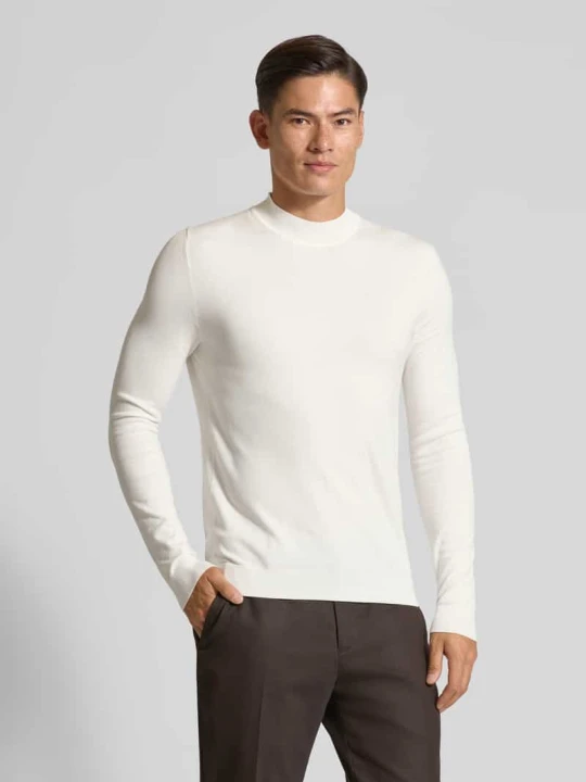 Zdjęcie produktu Sweter z dzianiny o kroju regular fit z mieszanki wiskozy model ‘SAN MARC’ Hugo Złamany biały