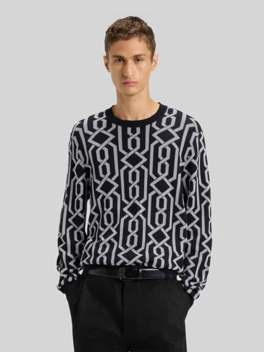 Zdjęcie produktu Sweter z dzianiny o kroju regular fit z mieszanki wiskozy model ‘SOUVAWN’ Hugo Czarny