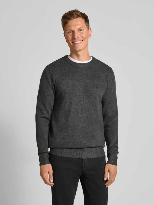 Zdjęcie produktu Sweter z dzianiny o kroju regular fit z okrągłym dekoltem model ‘Heine’ Casual Friday Ciemnoszary