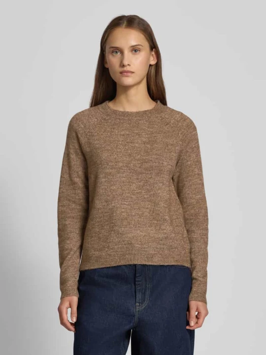 Zdjęcie produktu Sweter z dzianiny o kroju regular fit z raglanowymi rękawami model ‘JULIANA’ Pieces Średniobrązowy