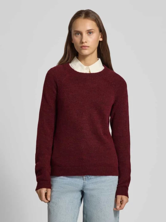 Zdjęcie produktu Sweter z dzianiny o kroju regular fit z raglanowymi rękawami model ‘JULIANA’ Pieces Ciemnoczerwony