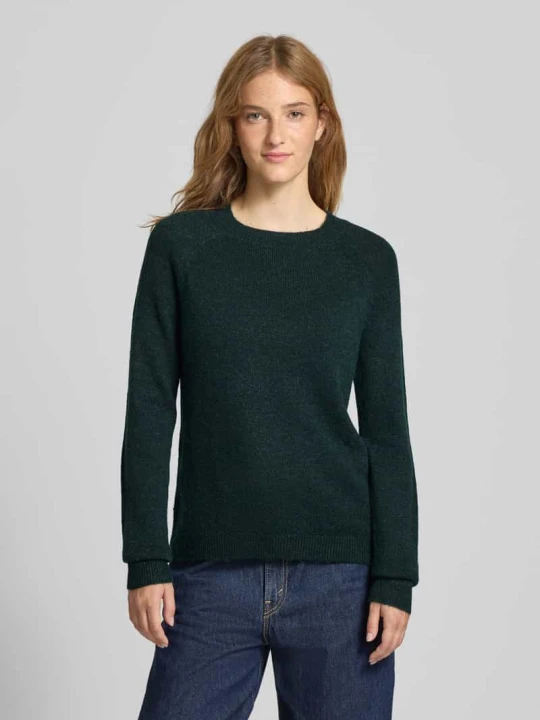 Zdjęcie produktu Sweter z dzianiny o kroju regular fit z raglanowymi rękawami model ‘JULIANA’ Pieces Ciemnozielony