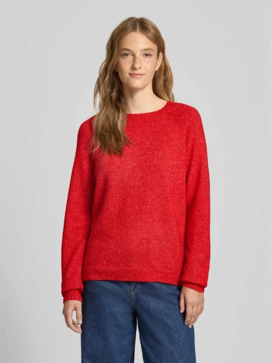 Zdjęcie produktu Sweter z dzianiny o kroju regular fit z raglanowymi rękawami model ‘JULIANA’ Pieces Czerwony