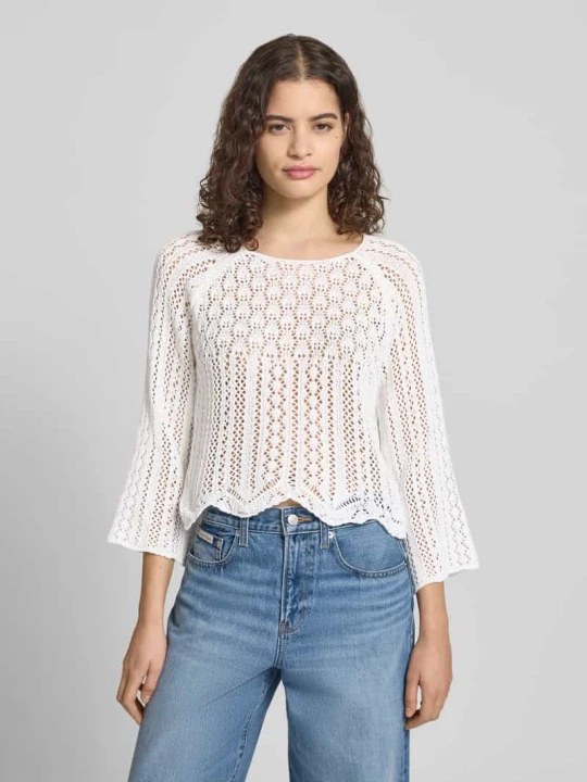 Zdjęcie produktu Sweter z dzianiny z mieszanki bawełny w kroju regular fit model 'NOLA LIFE' Only Złamany biały