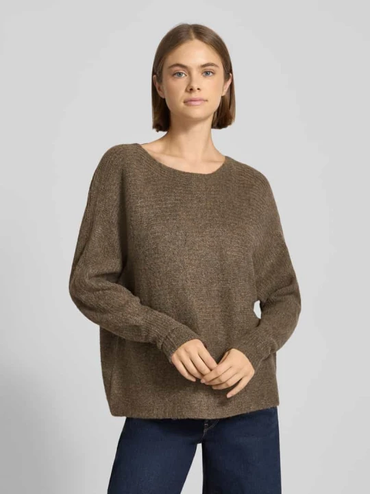 Zdjęcie produktu Sweter z dzianiny o kroju regular fit z rękawami nietoperzowymi model ‘DANIELLA’ Only Średniobrązowy melanż