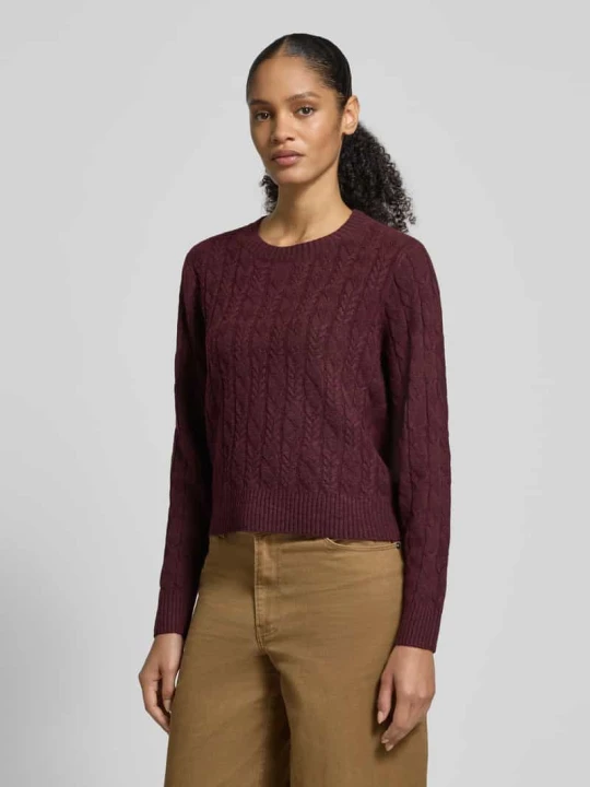 Zdjęcie produktu Sweter z dzianiny o kroju regular fit ze ściegiem warkoczowym model ‘ARIES’ Vero Moda Bordowy