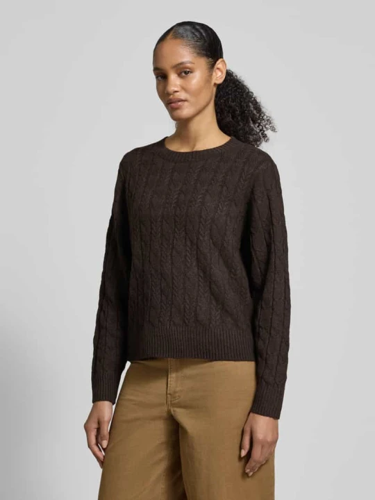 Zdjęcie produktu Sweter z dzianiny o kroju regular fit ze ściegiem warkoczowym model ‘ARIES’ Vero Moda Czekoladowy