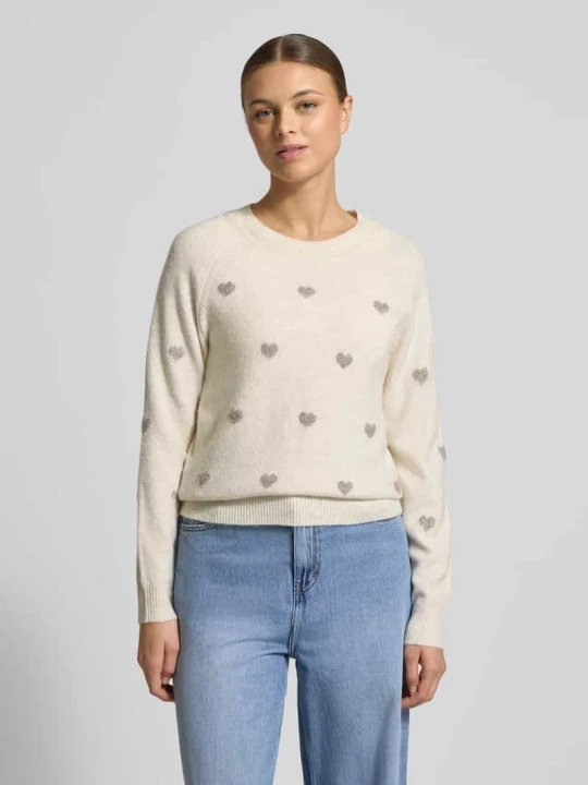 Zdjęcie produktu Sweter z dzianiny o kroju regular fit z intarsjami model „DOFFY INTARSIA” Vero Moda Beżowy