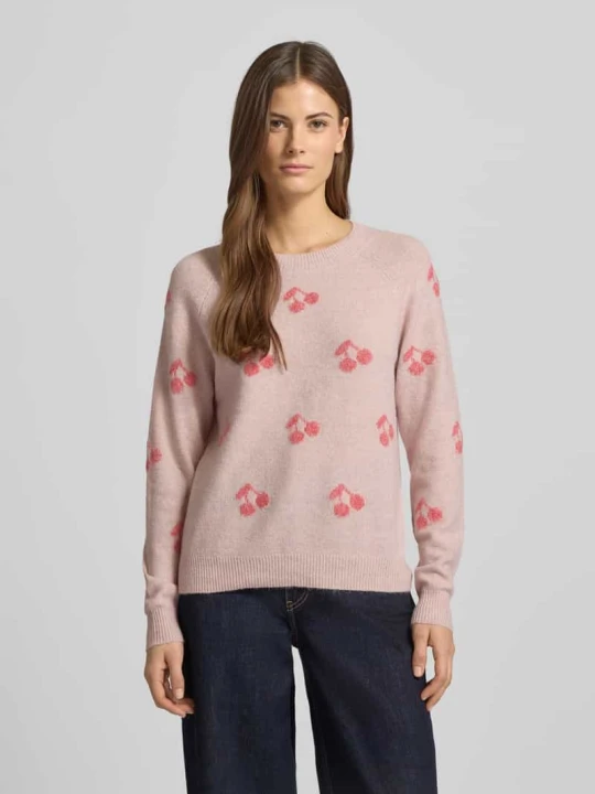 Zdjęcie produktu Sweter z dzianiny o kroju regular fit z intarsjami model „DOFFY INTARSIA” Vero Moda Różowy