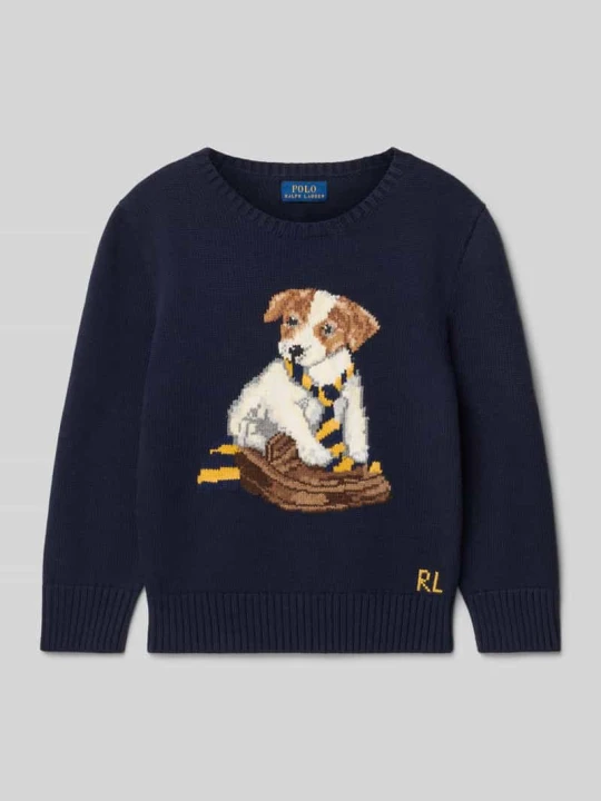 Zdjęcie produktu Sweter z dzianiny o kroju regular fit ze wstawkami Polo Ralph Lauren Granatowy