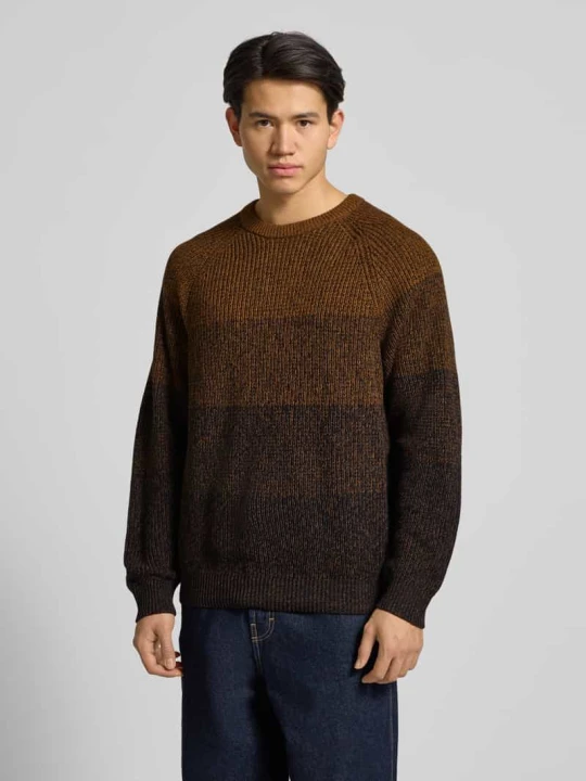 Zdjęcie produktu Sweter z dzianiny o kroju relaxed fit z czystej bawełny model ‘BIRK’ Only & Sons Średniobrązowy