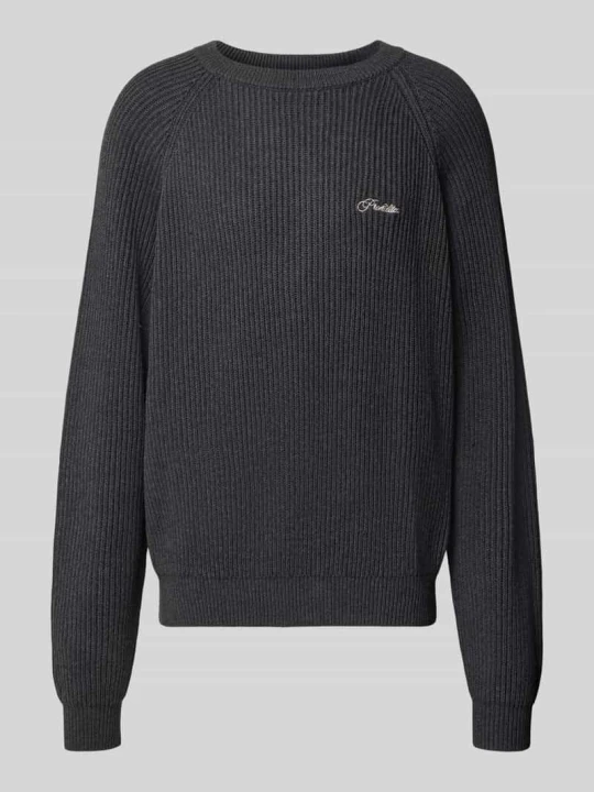 Zdjęcie produktu Sweter z dzianiny o kroju relaxed fit z czystej bawełny model 'Campus' PROHIBITED Ciemnoszary
