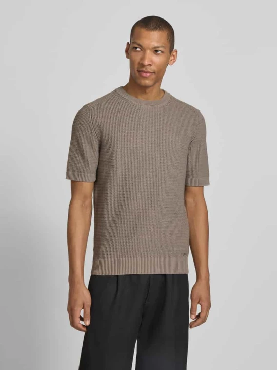 Zdjęcie produktu męski t-shirt o kroju regular fit z czystej bawełny model 'SAFFON' Hugo Jasnobrązowy