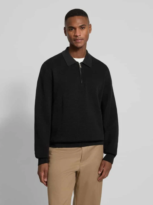 Zdjęcie produktu Sweter z dzianiny o kroju relaxed fit z czystej bawełny model ‘SAN PAULEY-C’ Hugo Czarny
