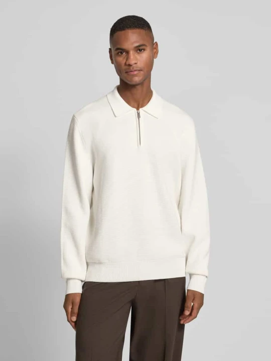 Zdjęcie produktu Sweter z dzianiny o kroju relaxed fit z czystej bawełny model ‘SAN PAULEY-C’ Hugo Złamany biały
